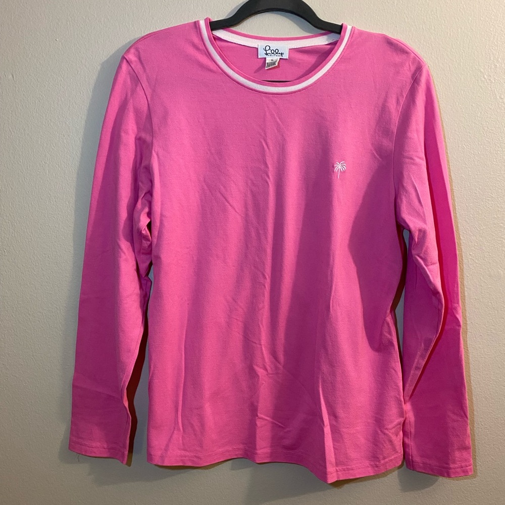 Lilly Pulitzer Pink Long Sleeve Top Shirt Mercerized Stretch Pima Cotton Sz XL